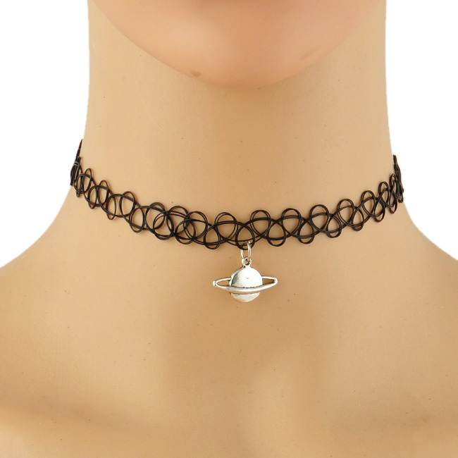 Details about Tattoo Choker Stretch Necklace Black Retro Henna Elastic 