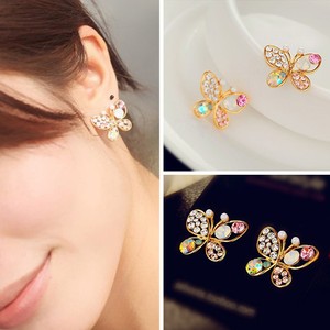 Butterfly Earrings Fashion Crystal Rhinestone Hollow Ear Stud Women Ladies New