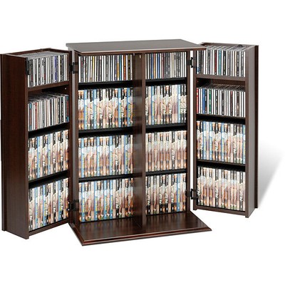 Multimedia Storage Tower Locking Wood Media Cabinet ...