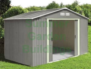 METAL SHED - APEX ROOF, DOUBLE DOOR, GALVANIZED STEEL  eBay