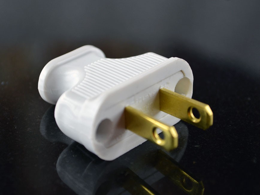 Vintage WHITE Antique Style Electrical Plug for Cloth Covered Wire