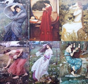 Pre-Raphaelite 6 art prints J. W. Waterhouse 7" x 5" Classical