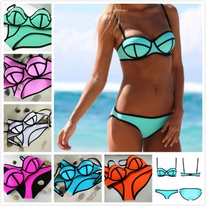 Neon Bikini Swimwear Sexy Swim Suit Push Up Bra Underwear Set Triangle