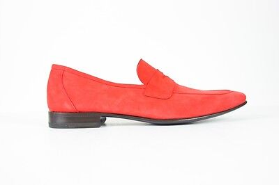 Pre-owned Sutor Mantellassi Shoes Sale Soft Red Suede Loafers