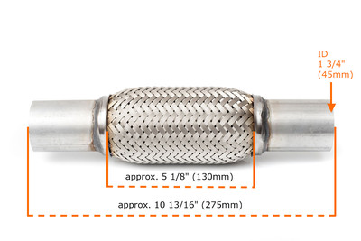 Heavy Duty Exhaust Flex Pipe Stainless Steel Double Braided 12.2/" 5.91/" 1.77/"