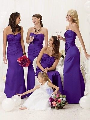 Cadbury purple satin evening wedding bridesmaid dress SZ 8-22 lace up back