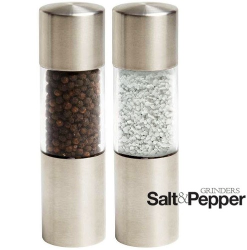 (2) Stainless Steel Salt Pepper Herb Mill ...