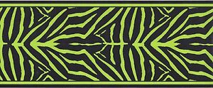Black Lime Green Zebra Skin Peel Stick Wallpaper Border QA4W1651 ...
