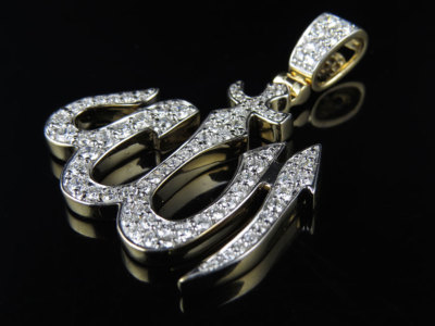 Pre-owned Jewelry Unlimited Mens 14k Yellow Gold Allah Genuine Diamond Charm Pendant 1.5ct 1.35" In F-g