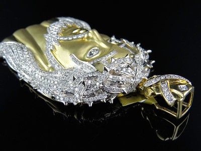 Pre-owned Jewelry Unlimited Mens Yellow Gold Jesus Face Piece Genuine Diamond 2.5 Inch Pendant Charm 6.0ct.