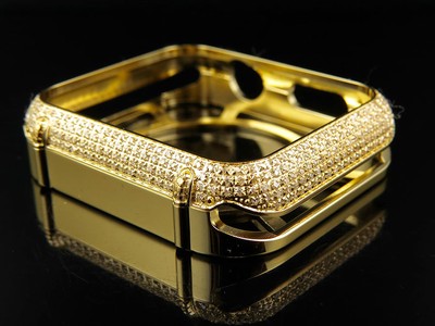 Pre-owned Jewelry Unlimited Apple I Watch Genuine Diamond Yellow Gold Watch 42mm Bezel Capsule Case 2.50ct.