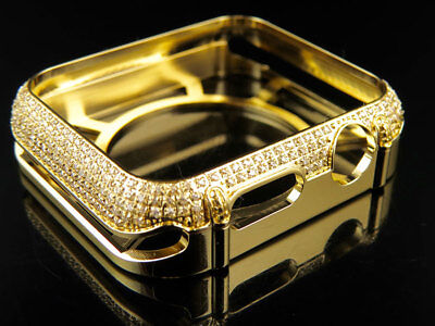 Pre-owned Jewelry Unlimited Apple I Watch Genuine Diamond Yellow Gold Watch 42mm Bezel Capsule Case 2.50ct.