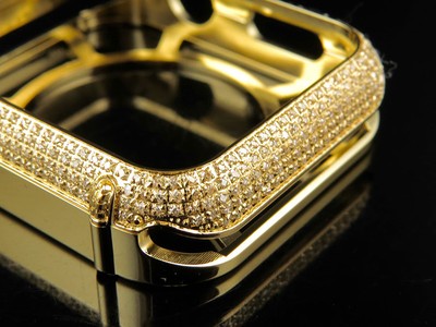 Pre-owned Jewelry Unlimited Apple I Watch Genuine Diamond Yellow Gold Watch 42mm Bezel Capsule Case 2.50ct.