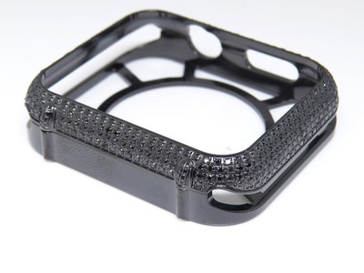 Pre-owned Jewelry Unlimited Apple I Watch Genuine Black Diamond Pvd Watch 42mm Bezel Capsule Case 2.50ct.