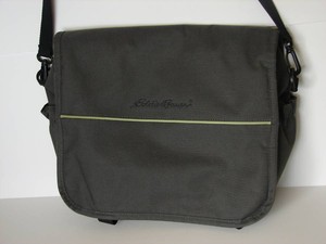 EDDIE-BAUER-Messenger-Style-Diaper-Bag-Grey-Canvas-Tote-T2