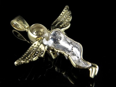 Pre-owned Jewelry Unlimited Real Diamonds 10k Yellow Gold Men's Angel Cherub Pendant Charm 0.60ct 2.0" In H-i