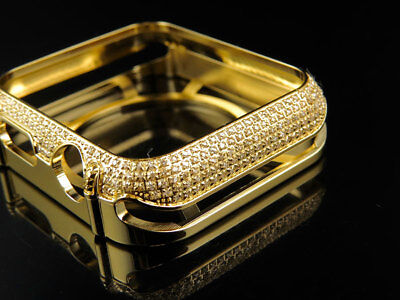 Pre-owned Jewelry Unlimited Apple I Watch Genuine Diamond Yellow Gold Watch 42mm Bezel Capsule Case 2.50ct.