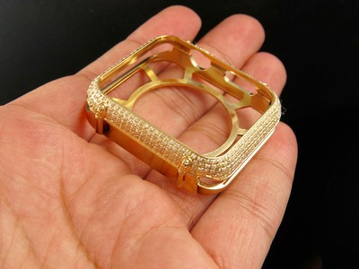 Pre-owned Jewelry Unlimited Apple I Watch Genuine Diamond Yellow Gold Watch 42mm Bezel Capsule Case 2.50ct.