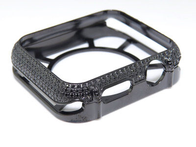 Pre-owned Jewelry Unlimited Apple I Watch Genuine Black Diamond Pvd Watch 42mm Bezel Capsule Case 2.50ct.