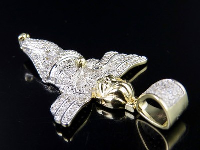 Pre-owned Jewelry Unlimited Men's 10k Yellow Gold Genuine Diamond Cherub Angel Pendant Charm Chain Set 0.... In H-i