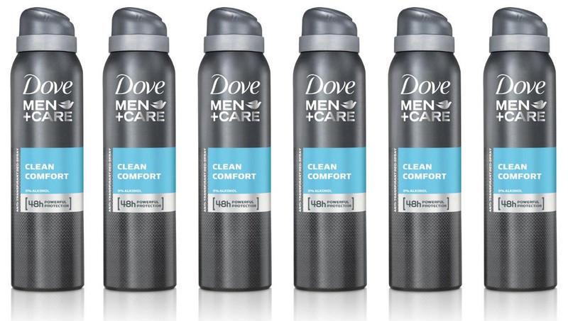 6 x Dove Men Care Clean Comfort Deodorant Spray Anti-Perspirant 150 Ml=