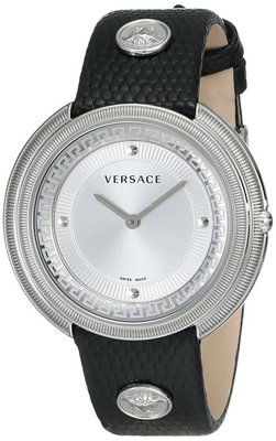 Pre-owned Versace Women's Va7010013 Thea Round Stainless Steel Silver Sunray Dial Watch