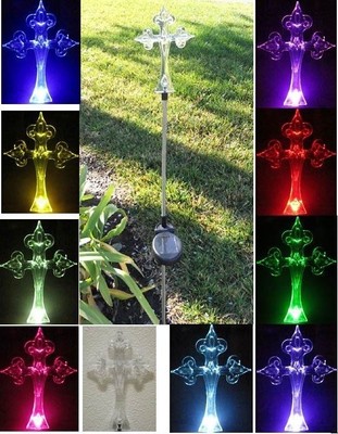 Set of 2 Solar Powered Cross Garden ...