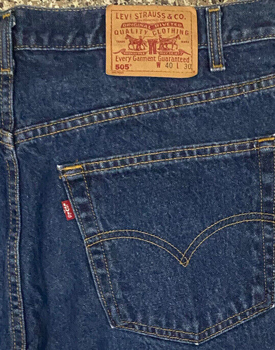 Levi’s Original 505 Button Fly Blue Jeans Men's 40x30 w/ Red Tab Excellent Cond.