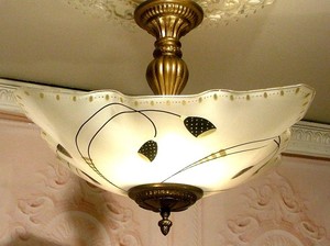 Vintage Mid LARGE antique   Shade Ceiling  Chandelier Light glass Glass chandelier shade Fixture Antique