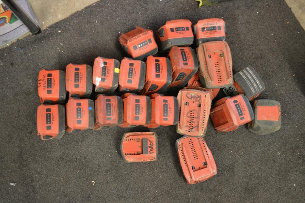 22 x Hilti 22volt and 14.4v Li ion batteries for SPARES or REPAIR For 