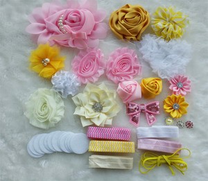 255 New baby headband flowers diy 117 DIY Headband Kit Baby Shower Headband Kits shabby flowers Rose lot   
