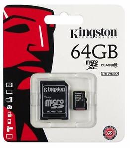 Kingston 64GB MicroSD Memory Card & MicroSD Adapter