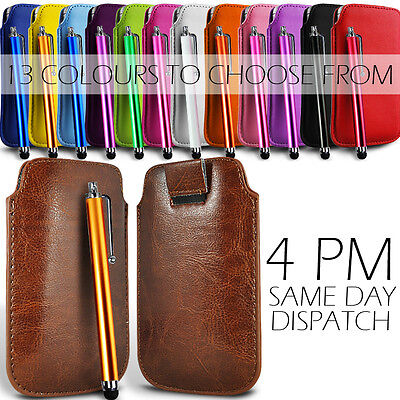 PREMIUM PU LEATHER PULL FLIP TAB CASE COVER POUCH & STYLUS PEN FOR MOBILE PHONES