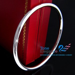 9ct-white-gold-GF-silver-tone-golf-women-men-solid-bangle-bracelet ...