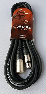 Proel Livewire 3m XLR/Male - XLR/Female Mic/Signal/Audio Cable Black