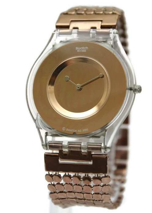 UPC 818019011364 product image for Swatch Women Paved In Bronzed Slim Case Skin Watch 61/2 Inches Sfk129b $130 D | upcitemdb.com