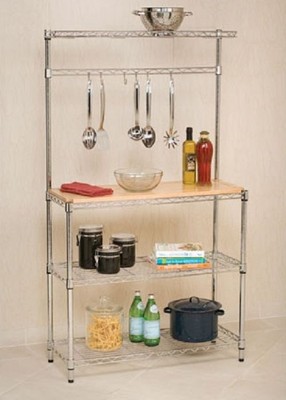 Bakers Rack Kitchen Workstation Wood Storage Shelf ...