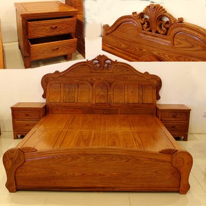 ... Style rosewood solid wood furniture King Size Bed and Beside table #A2