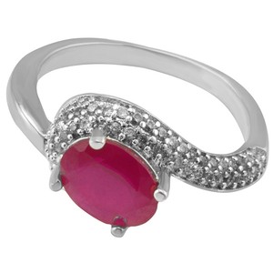 ... White gold plated Ring Jewelry with Red look stone  CZ 6.0 US NO