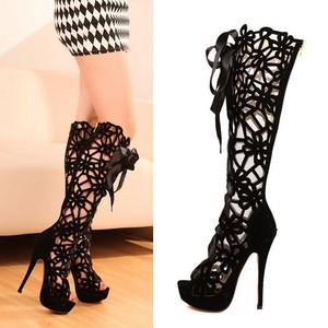 ... -Vintage-LACE-KNEE-HIGH-BOOT-SANDAL-GLADIATOR-ROMA-HEEL-Sexy-SANDAL