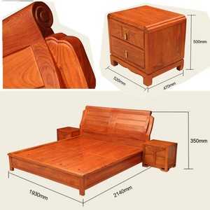 ... Style-rosewood-solid-wood-furniture-King-Size-Bed-and-Beside-table-A11