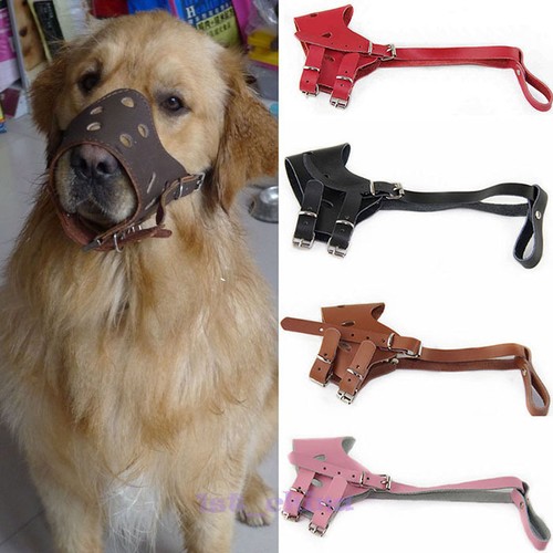 Leather Dog Muzzle Grooming No Bite Adjustable ...