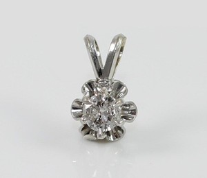 Details about Solid 14K White Gold Diamond Solitaire Buttercup Pendant ...