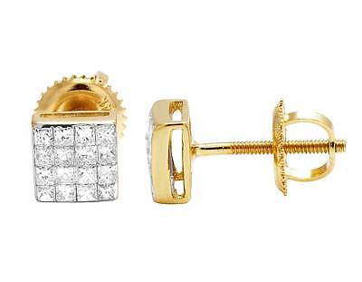 Pre-owned Jewelry Unlimited 14k Yellow Gold Invisible Princess Square Real Diamond Stud Earrings 0.50ct 5mm