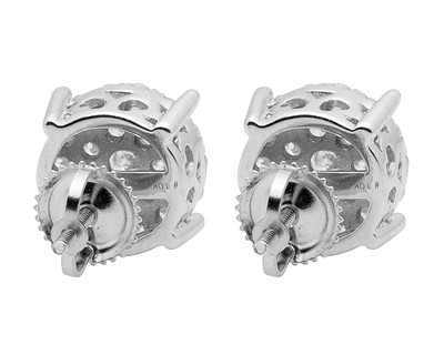 Pre-owned Jewelry Unlimited Ladies Men's 10k White Gold Real Diamonds Round Cluster Studs Earrings 1.0ct 9mm