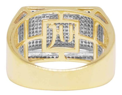 Pre-owned Jewelry Unlimited Men's 10k Yellow Gold Genuine Diamond Iced Curve Band Ring 0.6 Ct 13mm
