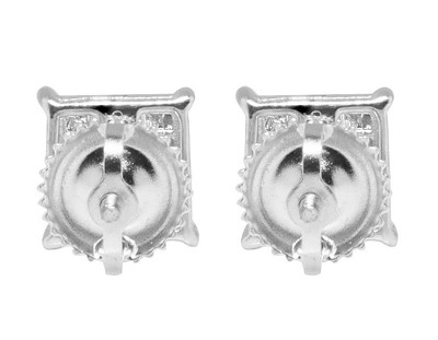 Pre-owned Jewelry Unlimited 10k White Gold Invisible Princess Real Diamond Square Stud Earrings 7mm 0.33ct In H-i