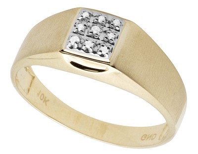 Pre-owned Jewelry Unlimited 10k Yellow Gold Men's Real Diamond Matte Wedding Engagement Ring 0.05ct 9mm