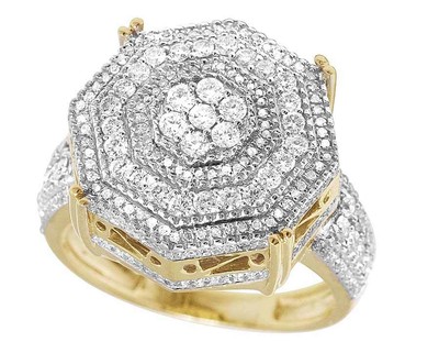 Pre-owned Jewelry Unlimited Mens 10k Yellow Gold Genuine Diamond 3d Octagon Wedding Pinky Ring 1.4 Ct 19mm In H-i