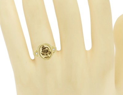 Pre-owned Jewelry Unlimited Men's Real 10k Yellow Gold Aquarius Water Zodiac Astrology Designer Pinky Ring